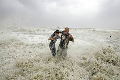 Hurricane Ike - Father and son