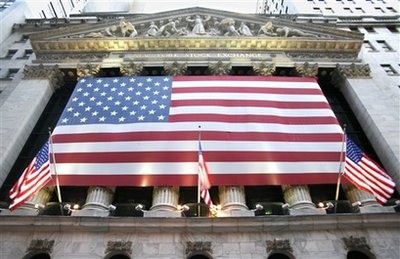Flags adorn the front of the New York Stock Exchange in New ...