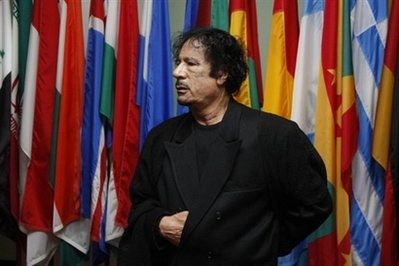 Libyan leader Moamer Kadhafi visits the United Nations during ...