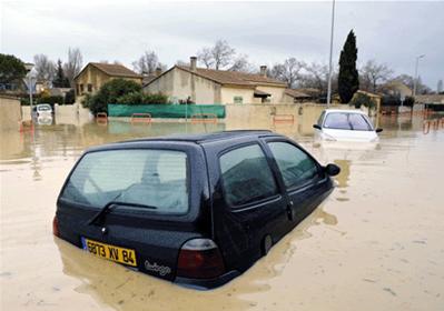 Наводнение в городе Кавайон, Франция