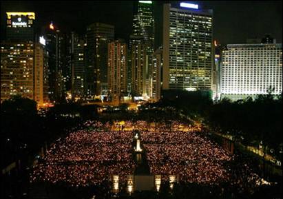 В Гонконге прошла демонстрация в связи с годовщиной событий на площади Тяньаньмэнь в Пекине в 1989 году