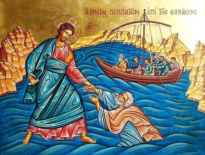 Image result for Христос спасает Апостола Пётра на водах
