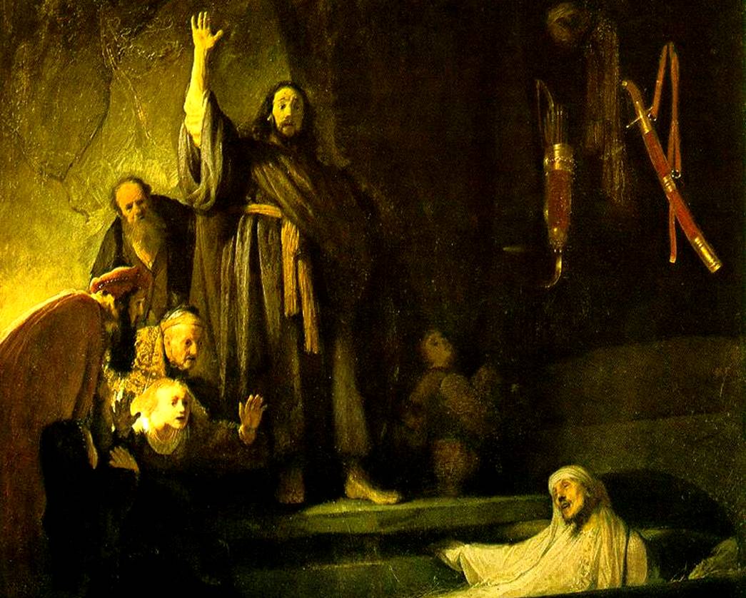 Фрагмент картины Рембрандта Воскрешение Лазаря