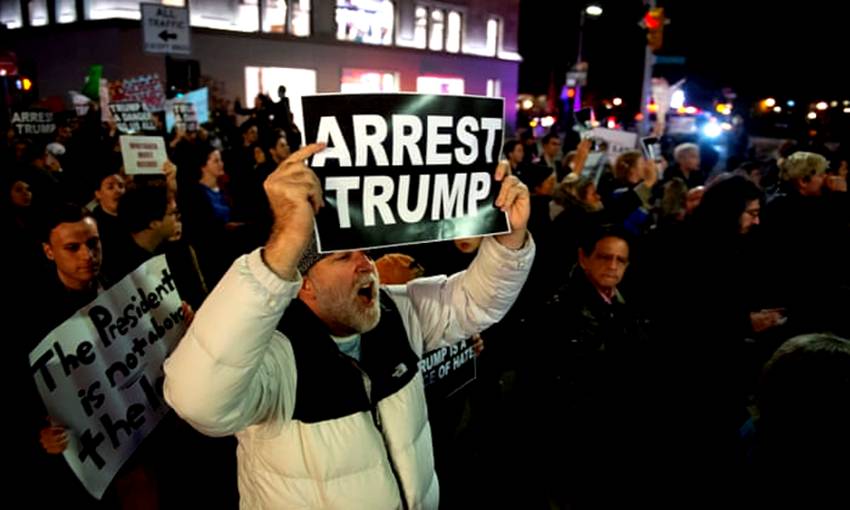 Image result for "Arrest Trump!!" NYC protest against Trump 2020