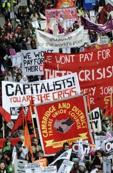 Demonstrators march through central London March 28, 2009. Thousands ...